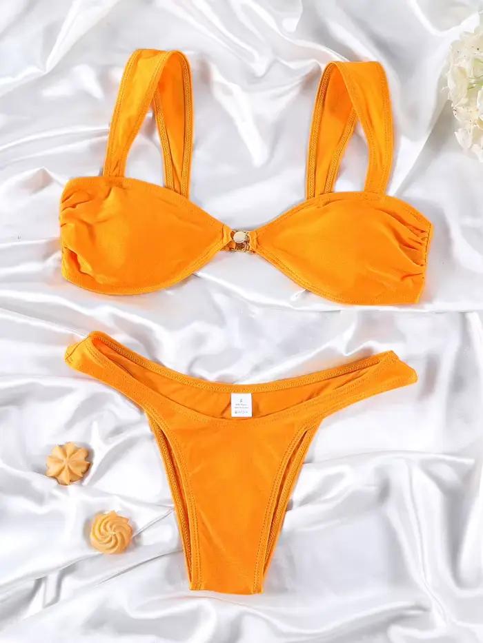 Rinabe – maillot de bain Sexy pour femmes, couleur Orange, maillot de bain sexy, taille basse, tongs