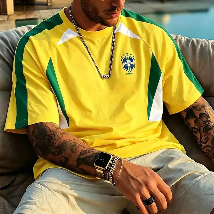 Maillot de football pour supporters de l'équipe nationale du Brésil, nouveau t-shirt d'été pour homm