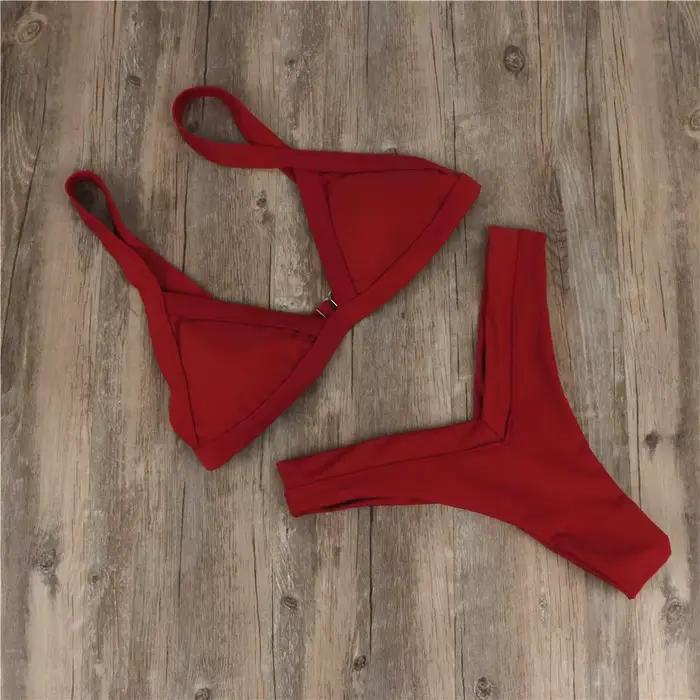 Maillot de bain triangle deux pièces pour femmes, bikini sexy, plus riche que le push up, tenues de 