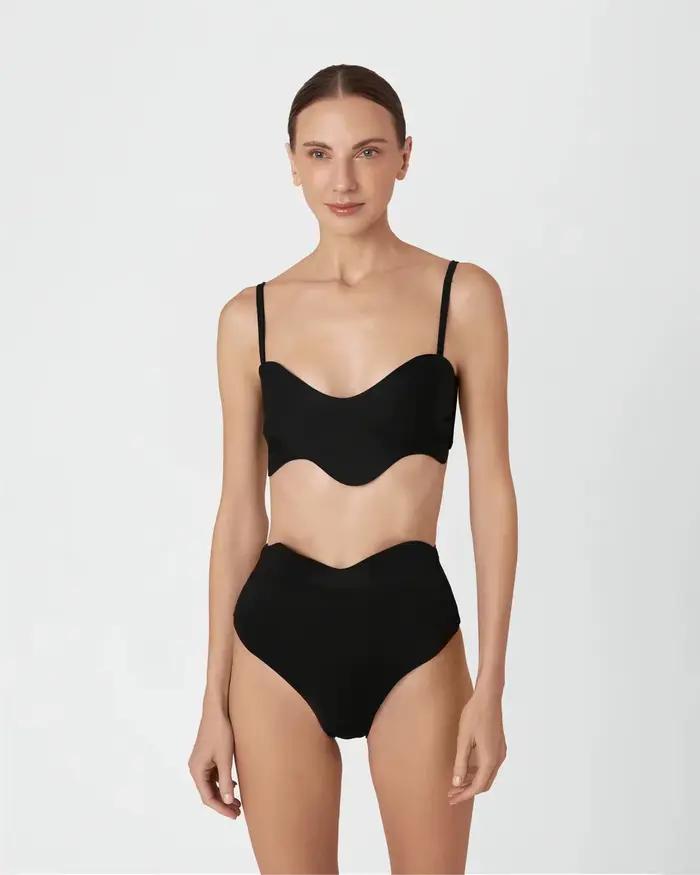 Bikini à bords festonnés pour femme, maillot de bain taille haute de luxe, ensemble deux pièces, ten