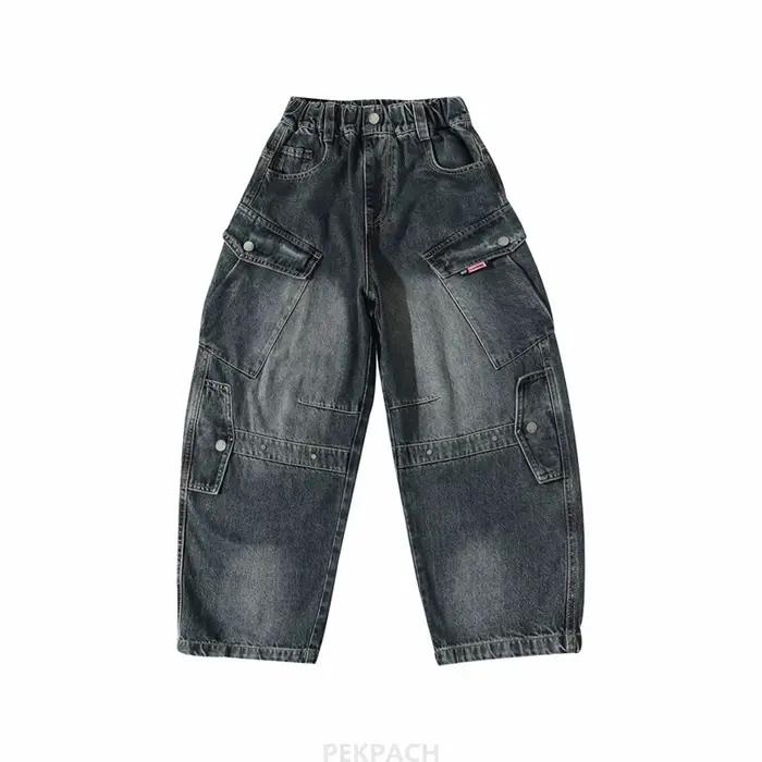 Jean Cargo incurvé avec poche pour enfants de 5 à 14 ans, nouvelle mode, Design de luxe, pour adoles