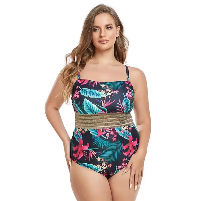 TUNIControl-Maillot de bain une pièce pour femme, push-up, grande taille, froncé, fusionné, trempé, 