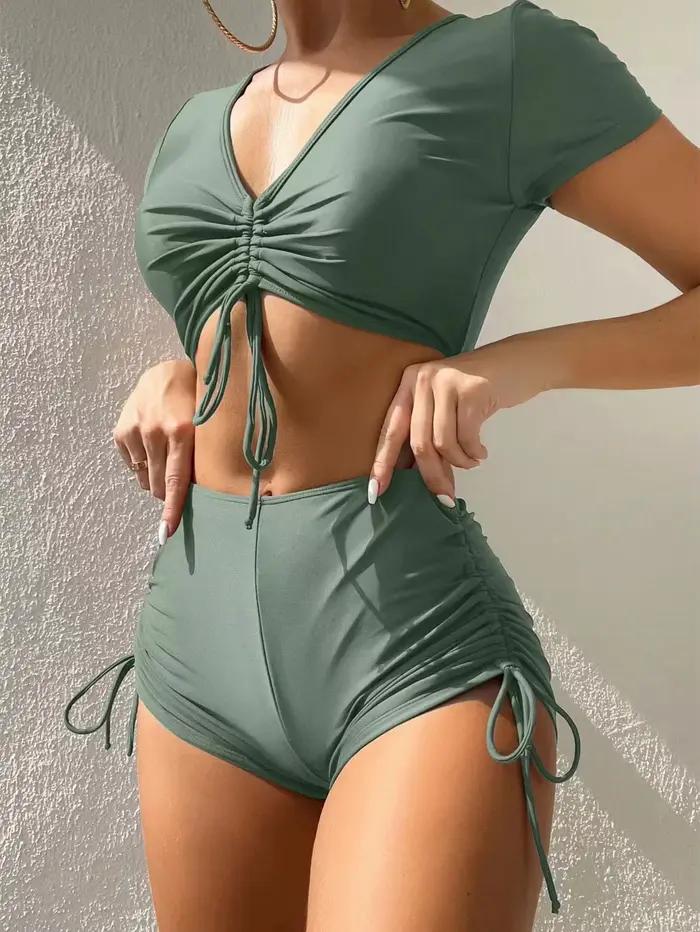 Maillot de bain femme sexy à lacets et nœuds, maillot de bain de plage tendance, bikini, tankini, ma
