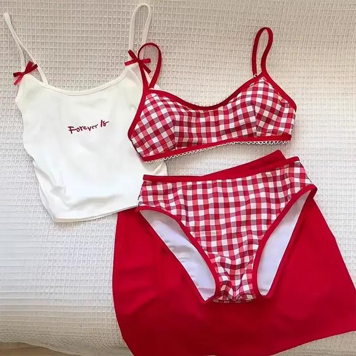Maillot de bain femme, ensemble quatre pièces séparé, bikini, style féminin et séduisant, pour les v