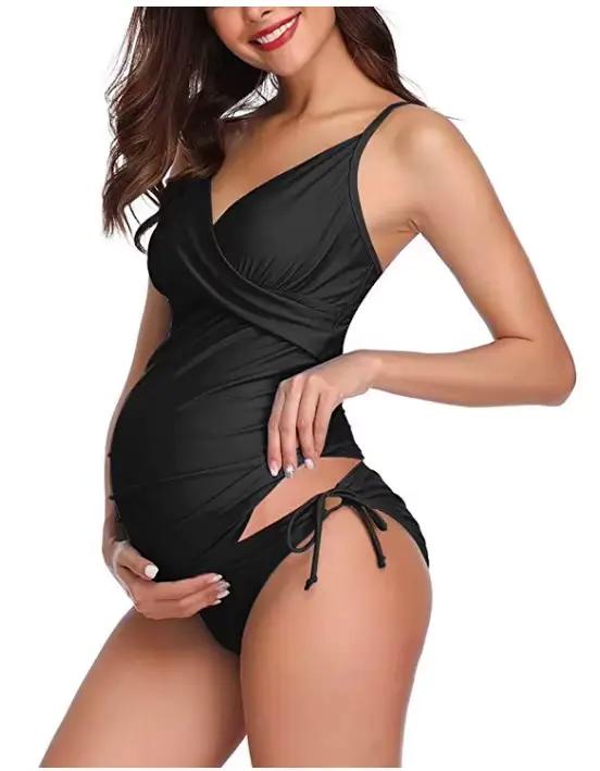 Maillot de bain décontracté pour femmes, vêtement de maternité, bretelles, Sexy, couleur unie, nouve