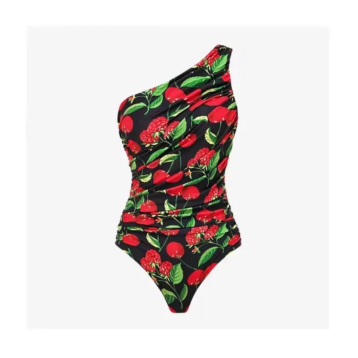 Nouveau Maillot de Bain Une Pièce Asymétrique à Nœud Papillon 2026 pour Femme, Imprimé Floral Tropic