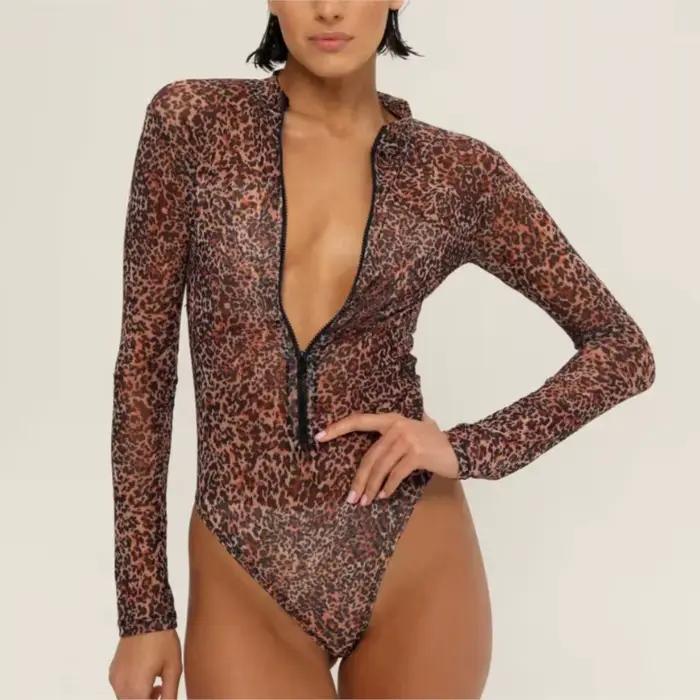 Fermeture éclair taille haute Sexy maillot de bain femmes été maillot de bain ensemble Bikini à manc