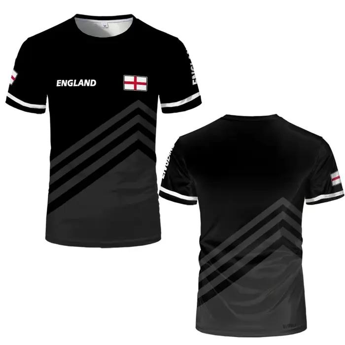 Nouveau T-shirt de football unisexe à col rond imprimé drapeau de l'Angleterre 2026, style décontrac