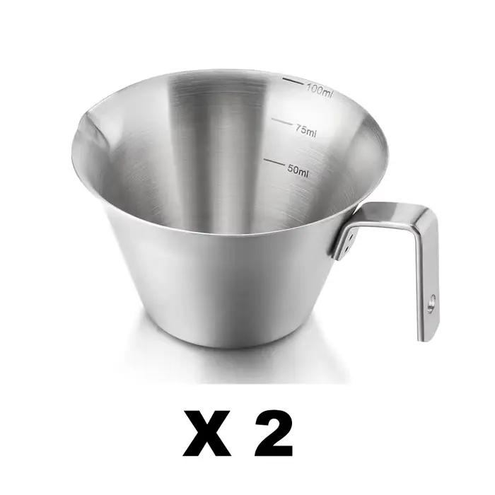 Tasse à expresso en acier inoxydable 304, 3.4 oz/ 100 ml, tasse à mesurer avec bec et poignée, échel