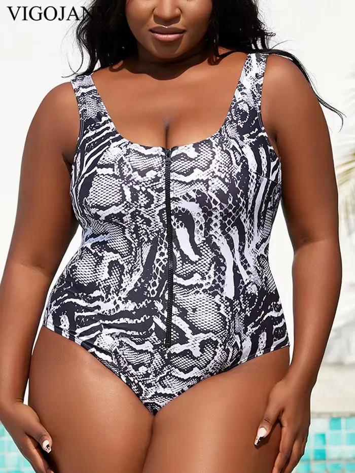 VigoJany 2026 Maillot de bain une pièce sexy imprimé à bretelles pour femme, grande taille, push-up,