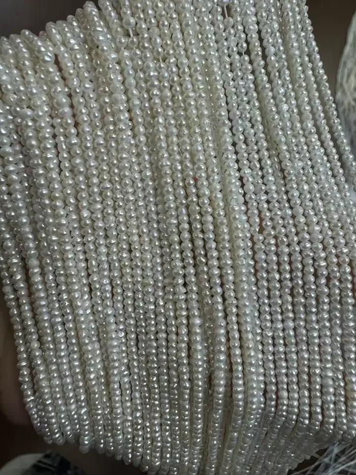 Perles d'Eau Douce Blanches en Forme de Pomme de Terre, 1.8-2mm, A/AA/AAA, Vente en Gros