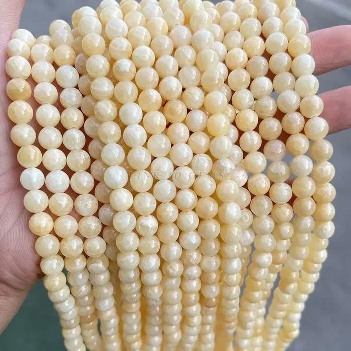 Pierre de jaspe de Jade jaune naturelle 3A, perles rondes en vrac 15 pouces, brin 4 6 8 10 12MM, tai