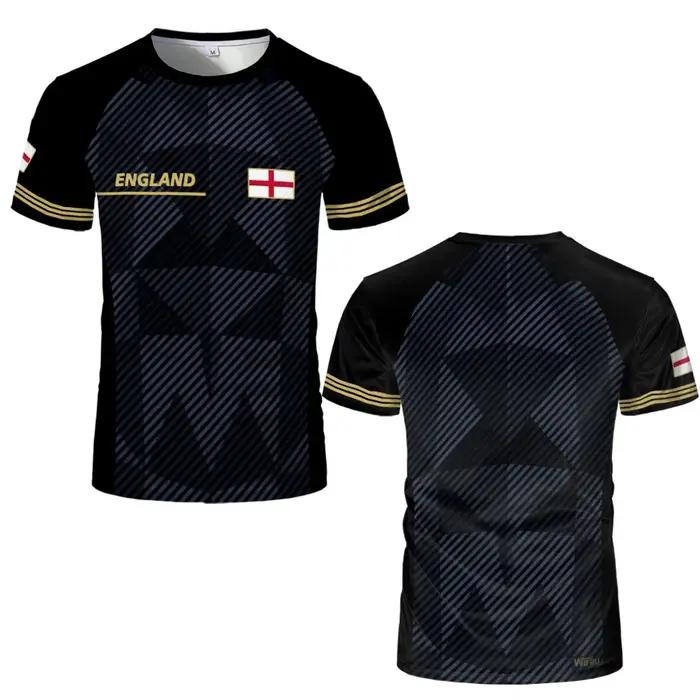Nouveau T-shirt de football unisexe à col rond imprimé drapeau de l'Angleterre 2026, style décontrac
