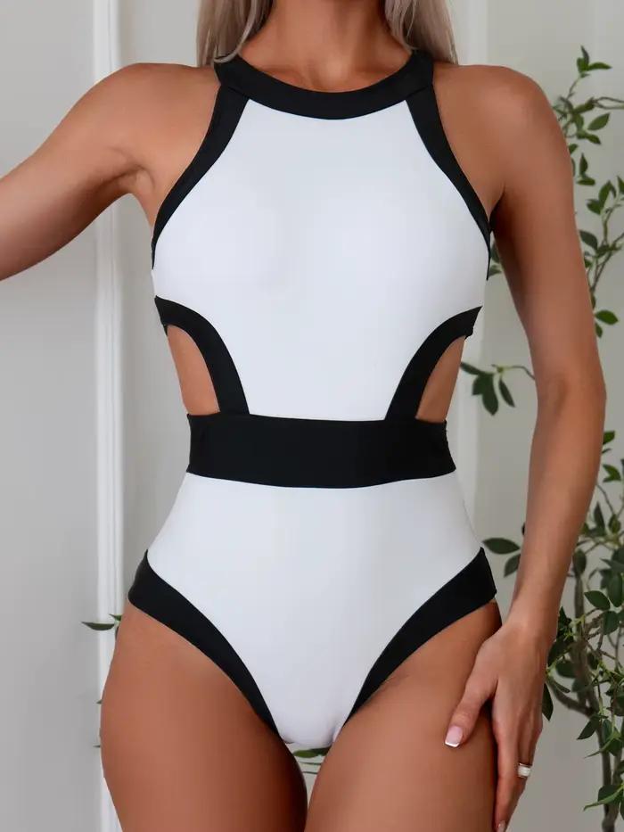 Maillot de bain monokini échancré 2026 pour femme, une pièce, col montant, sexy, pour la plage, tail