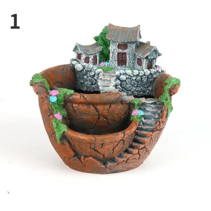 Pot de fleurs en résine pour plantes succulentes, support de bureau, décoration de jardin de maison,