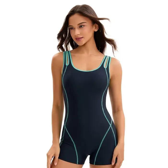 Maillot de bain une pièce amincissant pour femme, contrôle du ventre, dos croisé, athlétique, modest