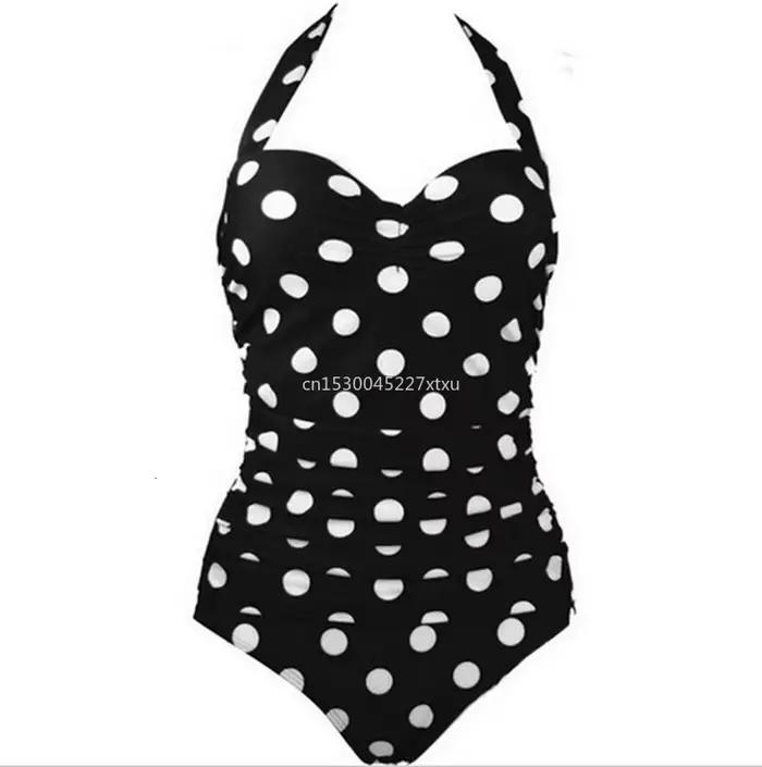 Grande taille une pièce Maillot De Bain rétro Dot maillots De Bain femmes Hater pleine grande taille