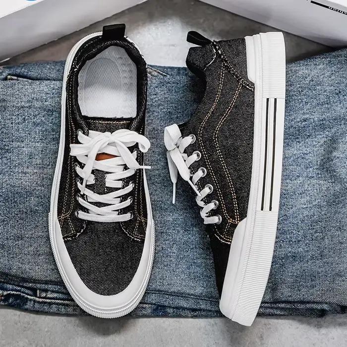 Hommes grande taille 47 48 toile bleue à lacets mode sport décontracté baskets étudiant garçons tenn