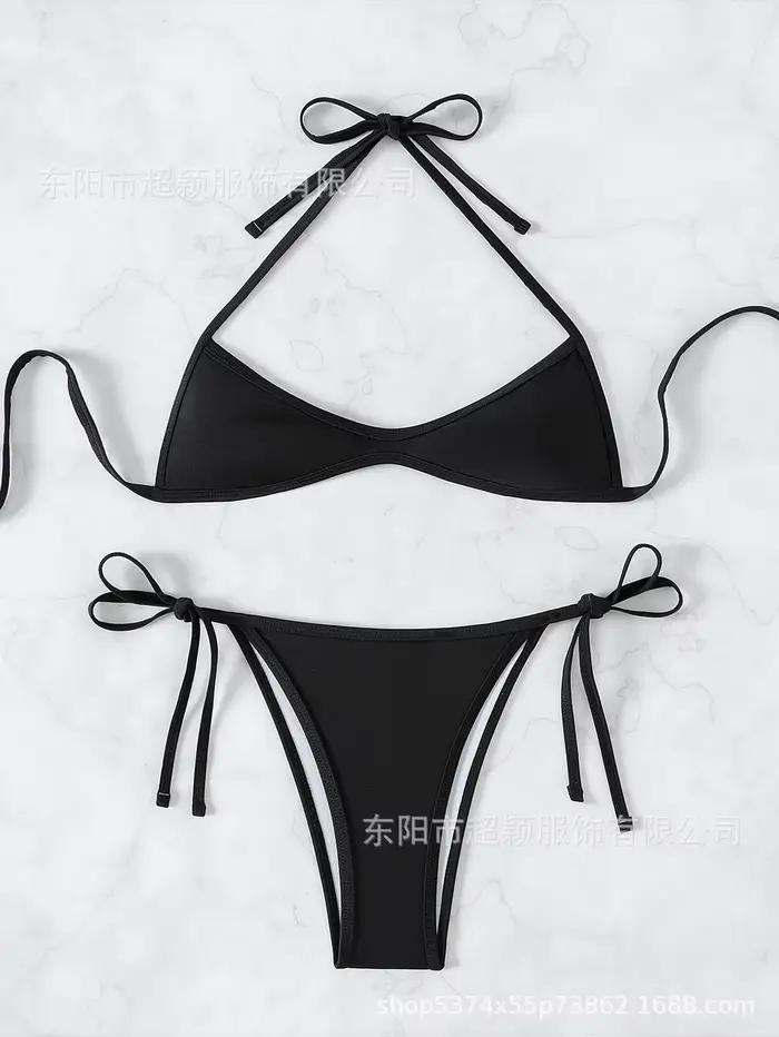 Maillot de bain une pièce sexy, ensemble deux pièces, document solide, livraison transfrontalière de