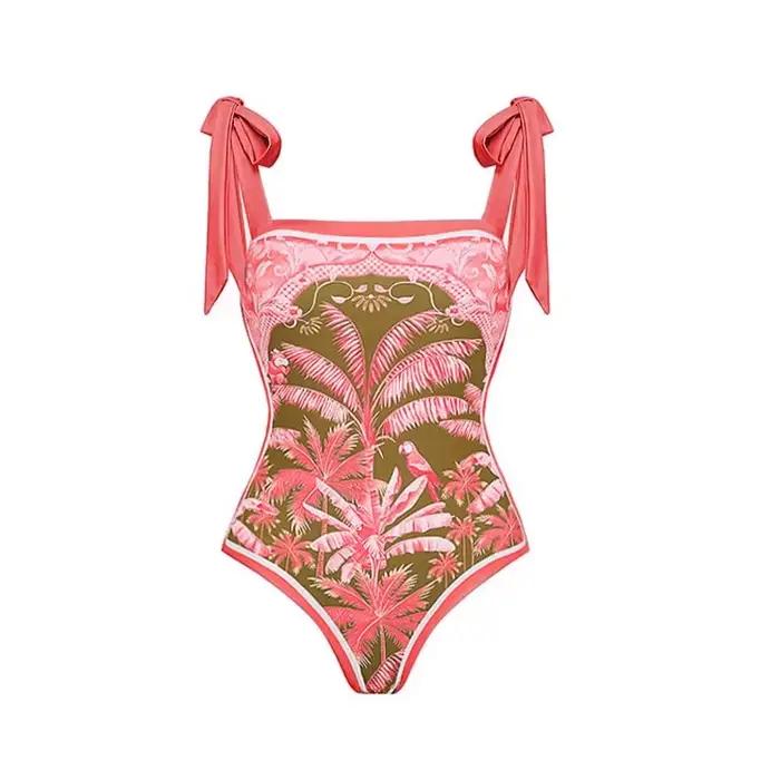Nouveau Maillot de Bain Une Pièce Rétro 2026 avec Jupe et Bretelles Imprimé Floral pour Femme, Aminc