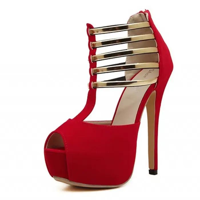 Sandales à talons ultra hauts grande taille avec bride en T, plateforme imperméable, talon fin, bout