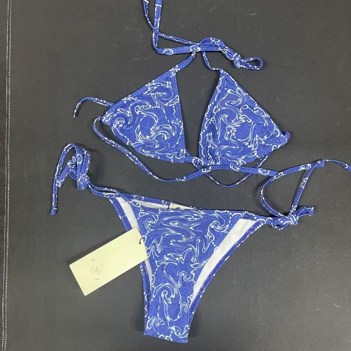 Maillot de bain bikini deux pièces sexy, sans bretelles, dos nu, coupe trois points, en tissu polyes