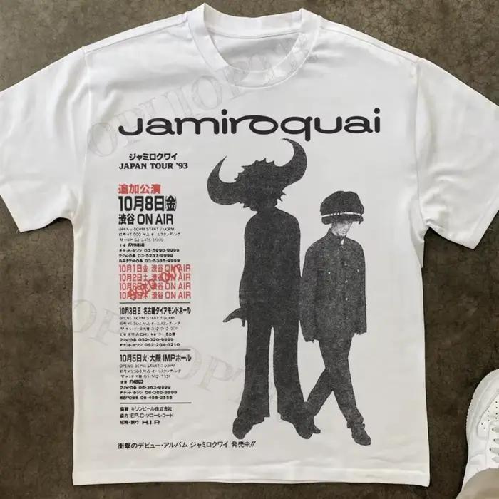 T-shirt officiel du groupe JAMIROQUAI, motif blanc, avec motif Monster Corner et logo JAMIROQUAI, ma