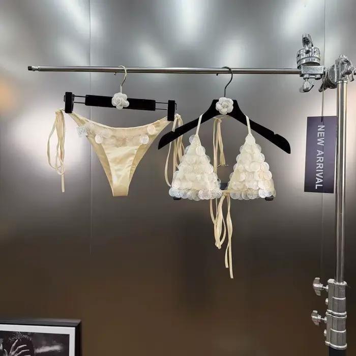 Nouveau maillot de bain deux pièces en sequins de luxe pour femmes, ensemble de bikini sexy en sequi