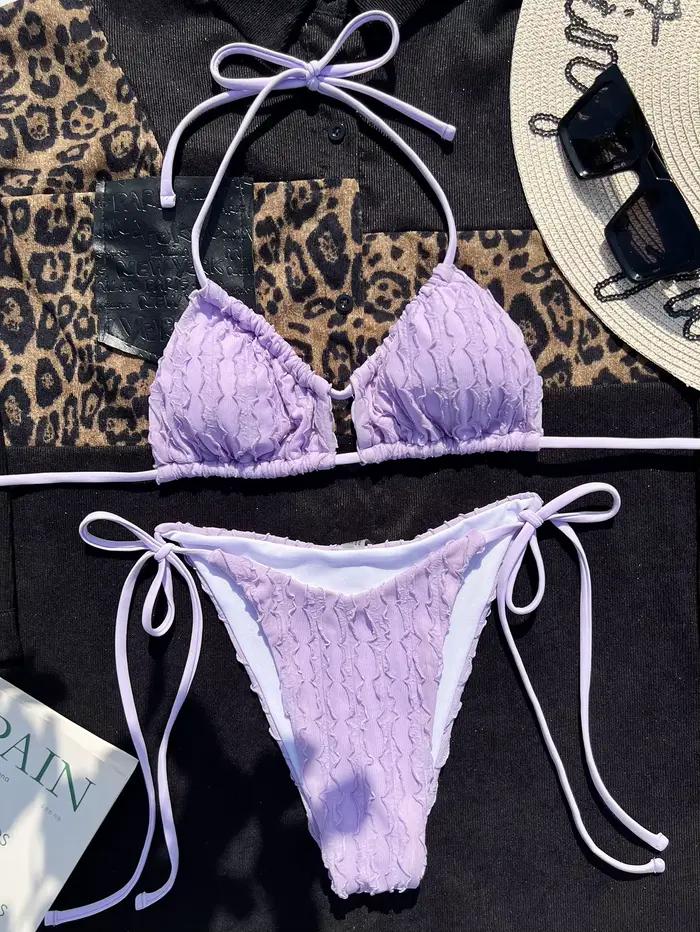 Maillot de bain violet pour femmes, sexy, réglable, ensemble deux pièces, bandage, solide, pour la p