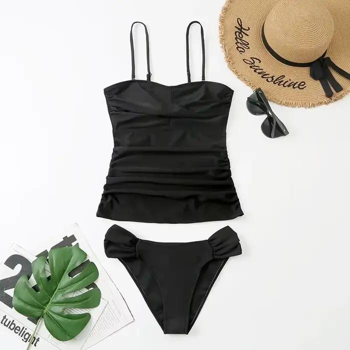 XXL grande taille maillots de bain basiques-Twist avant une pièce maillot de bain femmes Tankini cou