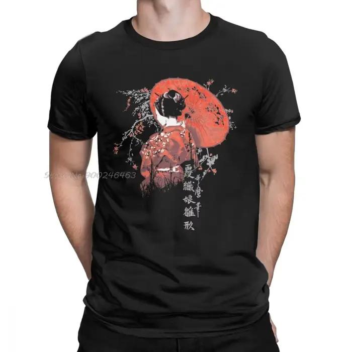 T-shirt manches courtes homme, en coton, cool, japonais, TakBeauty, la geisha, tatouage, grande tail