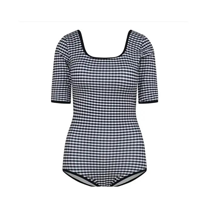 Maillot de bain une pièce avec jupe, style coréen, couleur unie, push-up, noir, sexy, monokini, spor
