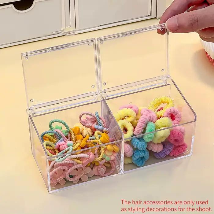 Boîte de rangement pour accessoires de cheveux à deux niveaux, boîte de rangement pour bijoux en acr