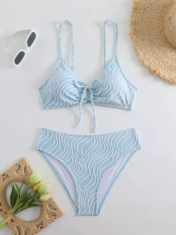 Bikini taille haute 2026, maillot de bain à bretelles pour femmes, maillot de bain sexy à rayures, v