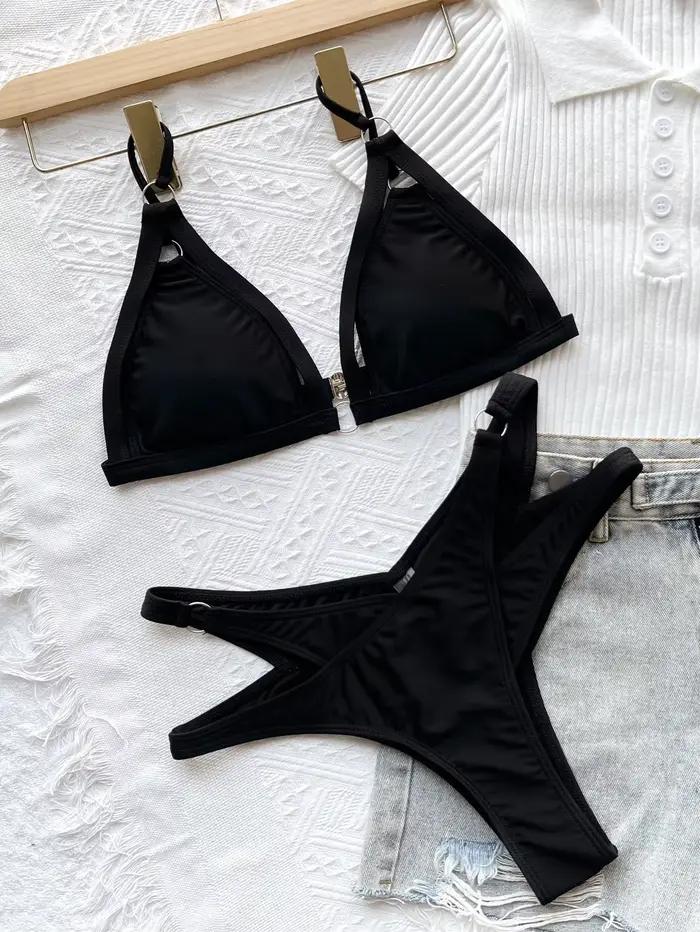 Bikini 2026 Sexy Noir Évidé Maillot de Bain Femme Ensemble Bikinis Tenue de Plage Push Up Maillot de