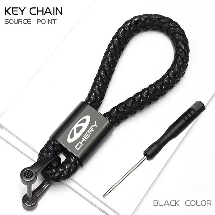 Accessoires de voiture, porte-clés en corde tressée avec LOGO personnalisé, porte-clés en métal pour