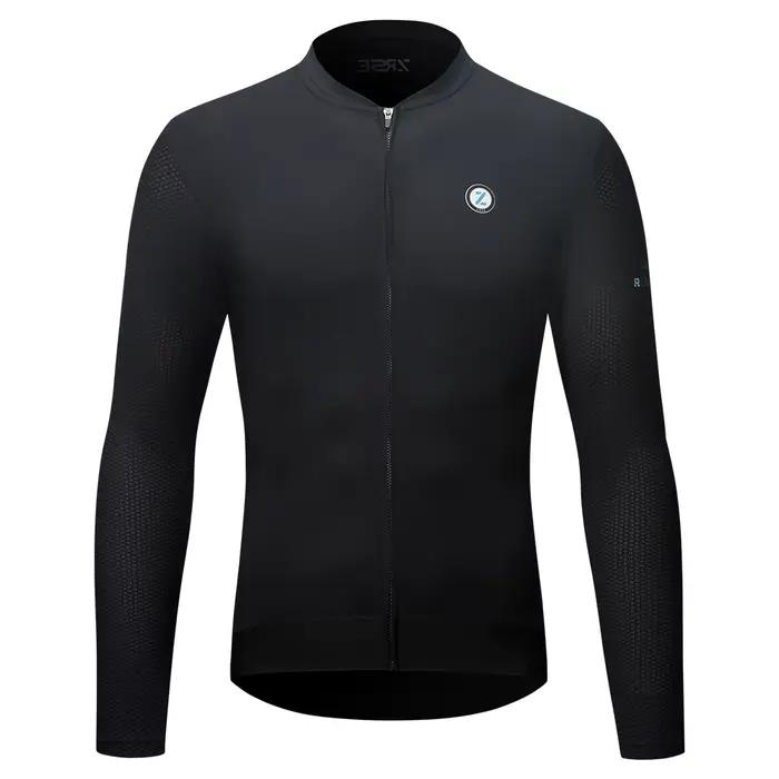 Maillot de cyclisme ZRSE à manches longues, coupe ajustée, UPF 50+, pour hommes et femmes, été, prin