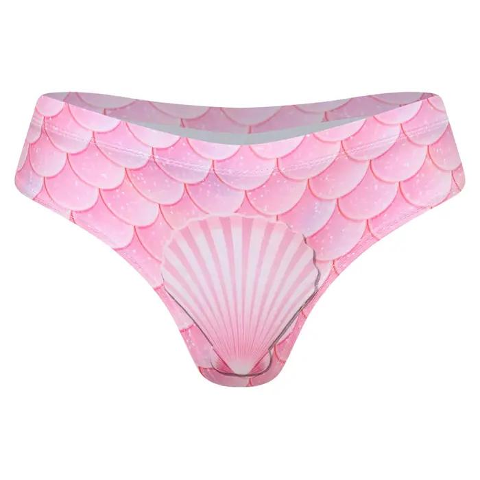 Maillot de bain femme style sirène, bas de maillot de bain imprimé écailles de poisson, taille basse
