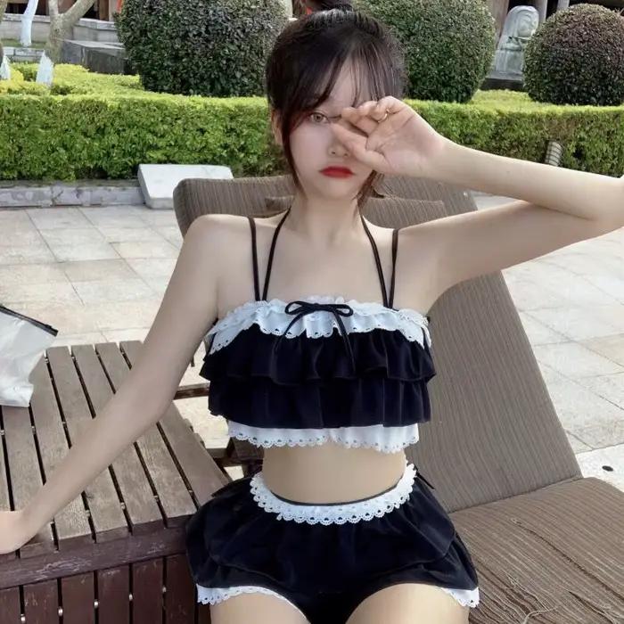 Ensembles de bikini femmes Kawaii fille Design tendre adolescents mince Chic Летка plage Simple Femi
