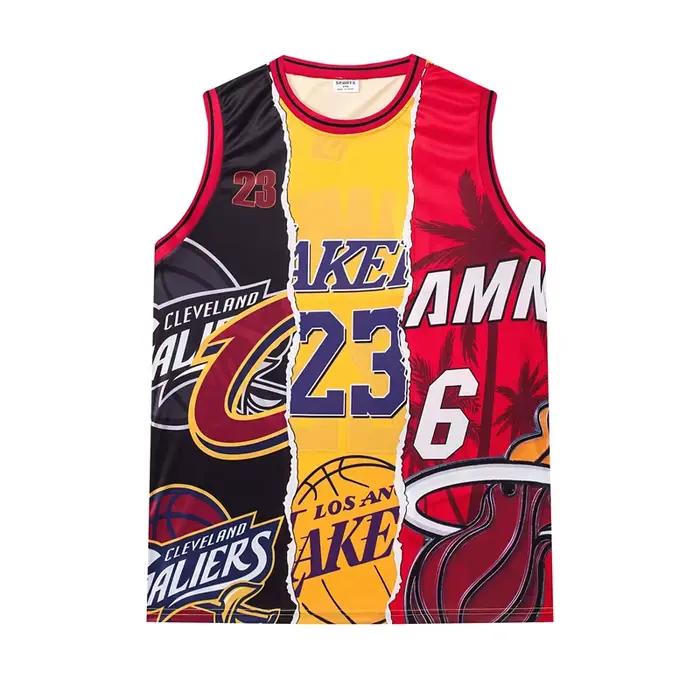 Maillot de basket-ball Collage thermique, numéros "23" et "6", Logos d'équipe rétro, maillot athléti