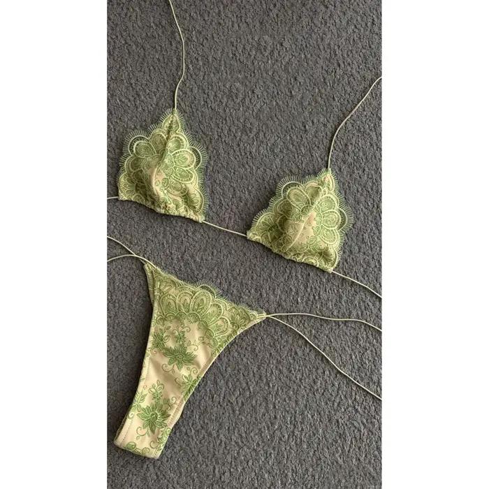 Maillot de bain bikini en dentelle deux pièces pour femme, tenue de plage séparée