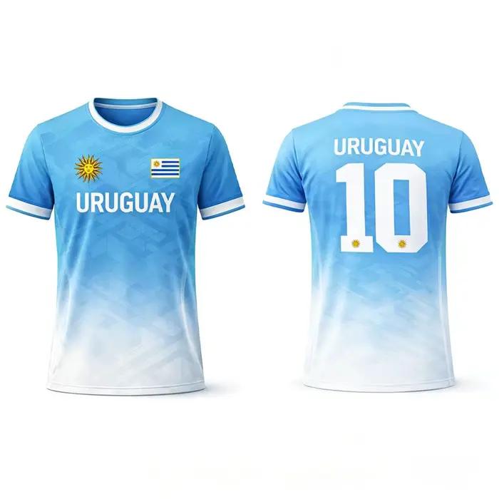 Équipe nationale d'Uruguay # 10 T-shirts de football, pour hommes et femmes, à séchage rapide, respi