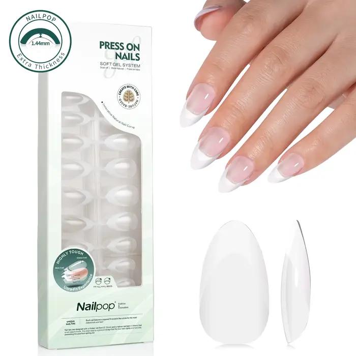 Nailpop pointe française presse sur ongles 14 tailles forme moyenne pré-française Gel souple ongles 