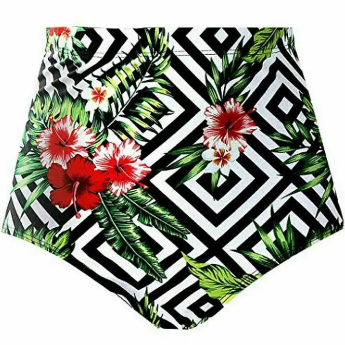 Été femmes taille haute Bikini bas maillot de bain floral maillot de bain slips maillot de bain mail