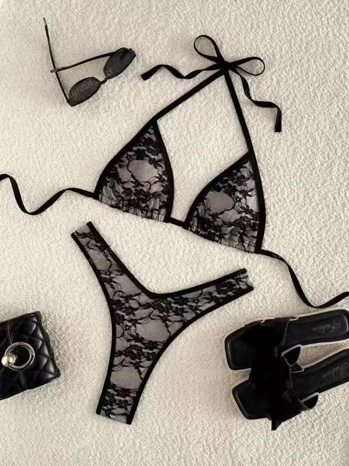 Bikini sexy en dentelle pour femme 2026, micro maillot de bain brésilien, ensemble push-up, tenue de