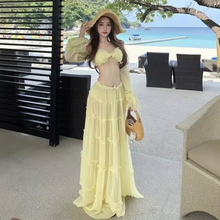 Maillot de bain femme pour vacances à la plage, style français, pour une allure audacieuse, asymétri
