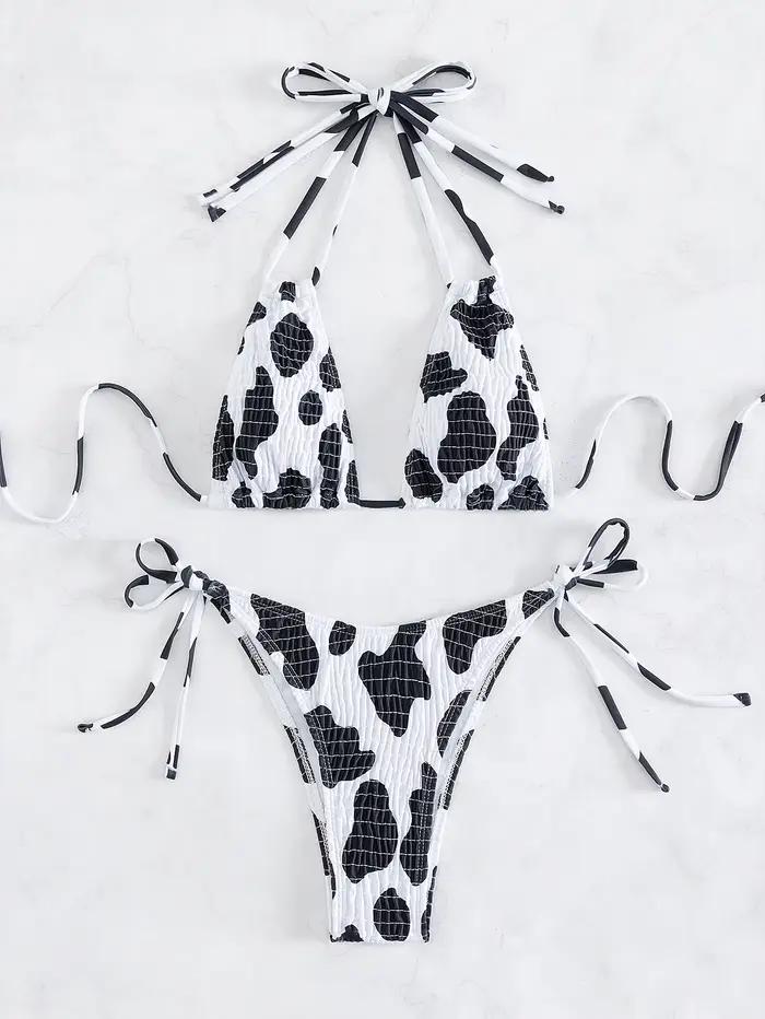 Vache imprimé Sexy Bikini été maillot de bain réglable maillots de bain femmes Bikinis ensemble pans