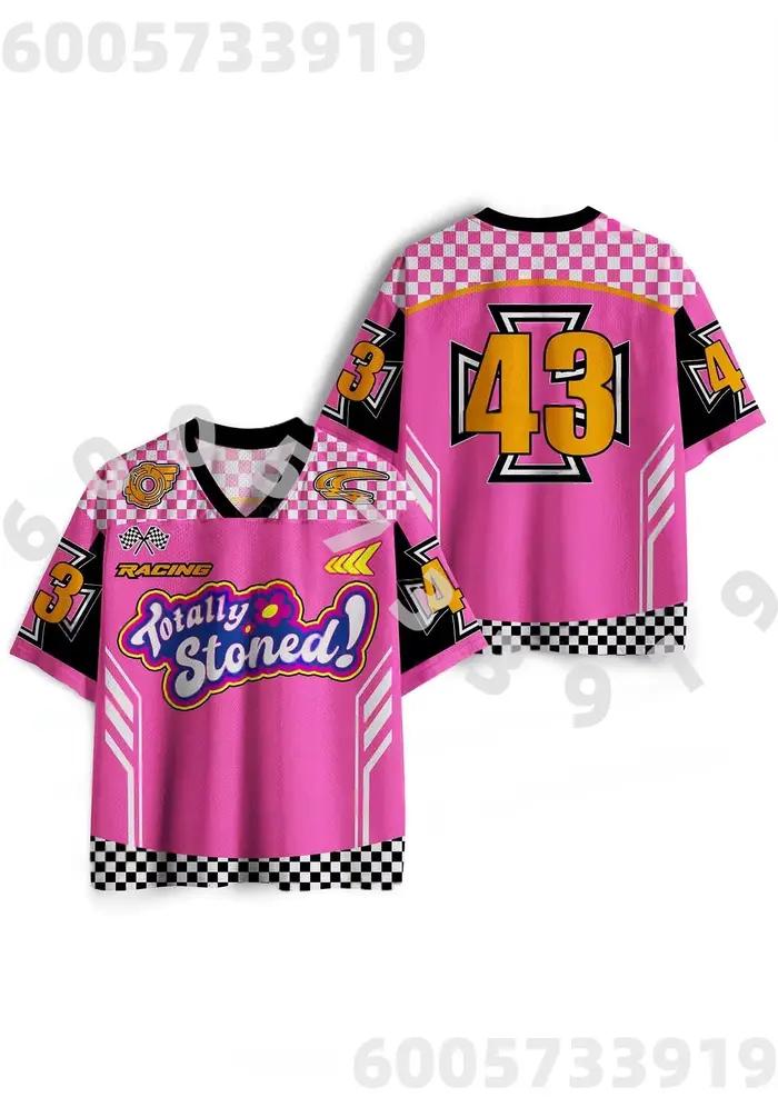 Maillot de football rose à carreaux 2026, coupe courte # T-shirt sport respirant à col en V numéro 4