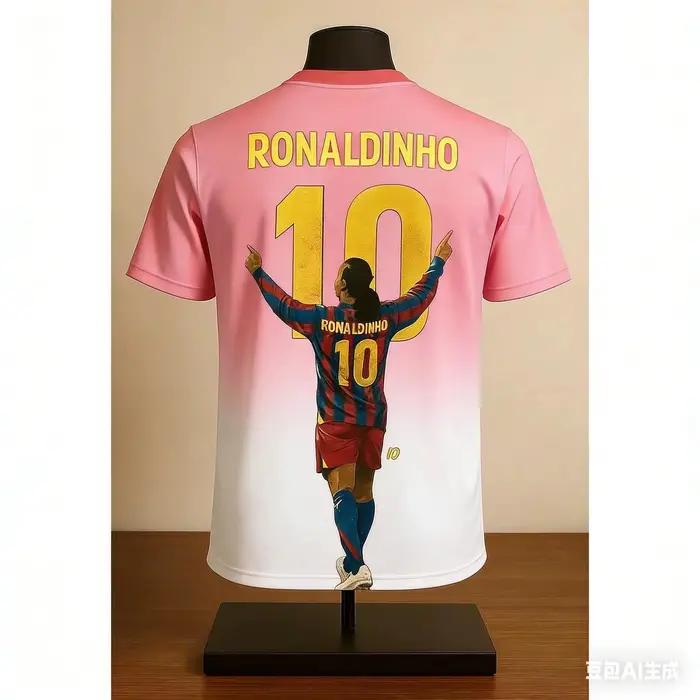 Barca Stripe Ronaldinho # T-shirt de football imprimé, confortable, respirant, pour sports d'été, T-