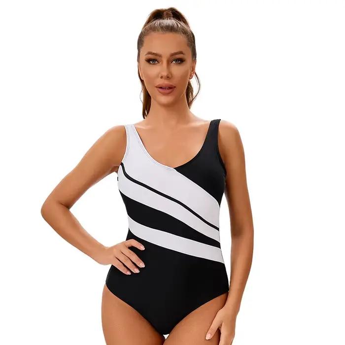 Maillot de bain une pièce sans couture, Sexy, bloc découpé, couleurs, maillot de bain de Sport pour 